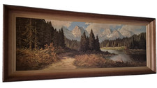 Altes Bild/Öl-Kunstdruck v. Johannes Bochmann Landschaft im Gebirge - 1m x 46cm