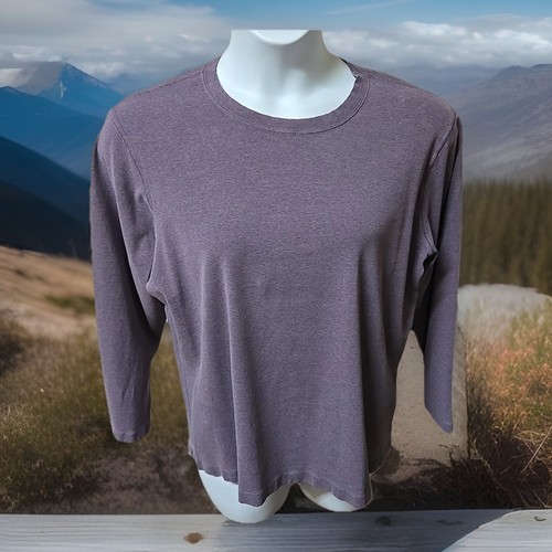 Lands End Long Slv T-Shirt Heather Purple Crew Neck Plus Sz 1X 16W-18W ...