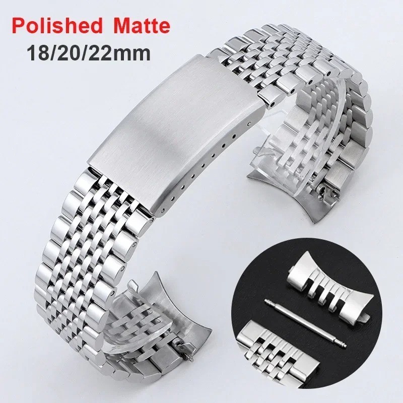 Bracelet montre 18mm acier inoxydable embout incurvé anti usure