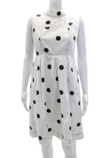 Marc Jacobs Womens Cotton Polka Dot High Neck Sleeveless Dress White Size 6