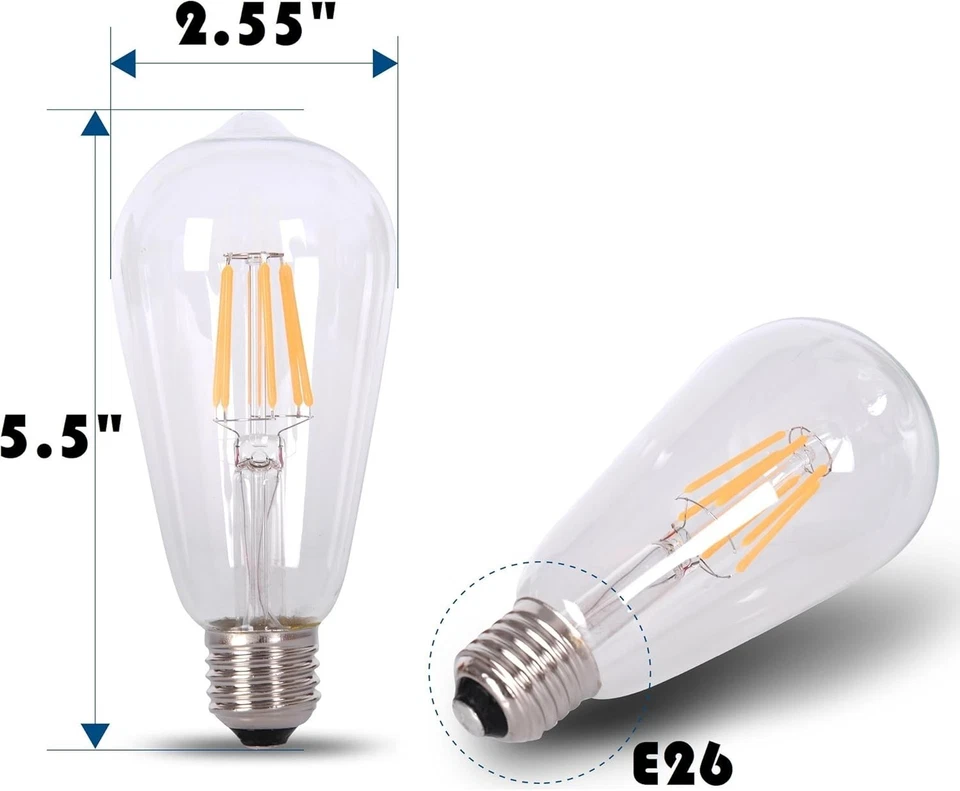 6 Watt Cool White LED Bulb Pack - Vintage Filament Style - Image 4 of 4