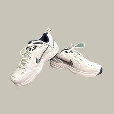 Nike Air Monarch IV Mens Cross Training Shoes White Navy Leather Dad Sneakers 9