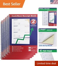 Professional Money and Rent Receipt Book Two Part Carbonless Copy Spiral Boun...