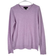 Tahari Women's Light Purple 100 2 Ply Cashmere Crew Neck Sweater Size M