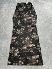 Gap Maxi Dress Womens Large Tall Multi Floral Stretch Crew Neck Side Slit New