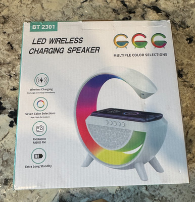 BT2301 LED Wireless Charging Speaker Bluetooth RGB Light Alarm Clock AUX USB TF