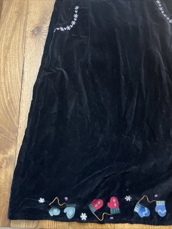 Christopher & Banks Vestido Mono Terciopelo Negro, Muñeco de Nieve Invierno Navidad Talla 14 Foto 2 de 4