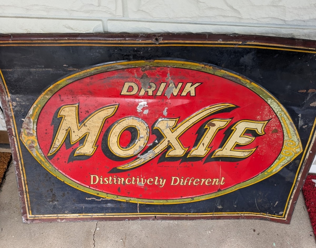 Vintage Metal Moxie Sign. 27.5 x 19 inches. Donaldson Sign Company