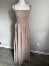 Birdy Grey August Convertible Chiffon Taupe Champagne Bridesmaid Dress Womens XS