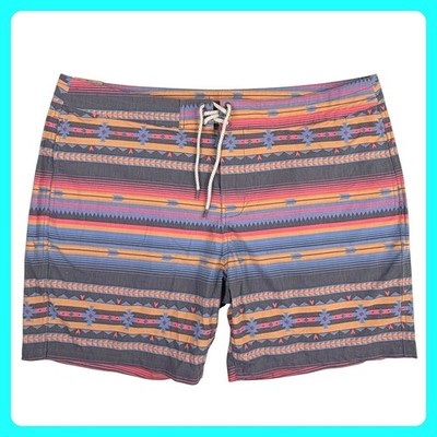 Faherty Aztec Southwestern Boardshort Men 42 Fire Sky DGF Classic Swim 7'' NWT