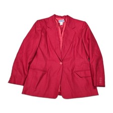 Vintage Pendleton Red 100 Wool Lined Blazer Jacket One Button Women's 14 USA