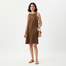 ASOS Design Brown Cotton Shift Dress Sleeveless A-Line Mini Size US 6