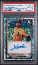 2024 BOWMAN CHROME #CPALM LUIS MORALES PROSPECT SPECKLE REFRACTOR AUTO PSA 10