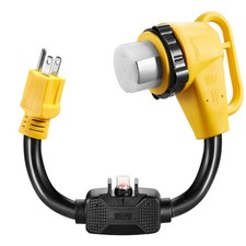 Overload Protector 15 Amp to 50 Amp RV Adapter Cord with Circuit Breaker and ...