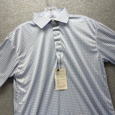 Collars  Co Dress Collar Polo Shirt Mens Medium Blue Check Performance Stretch