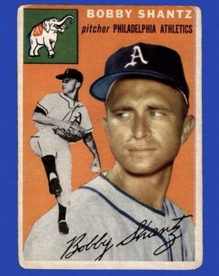 1954 topps - Bobby Shantz #21 Philadelphia A's, border & corner wear, Poor