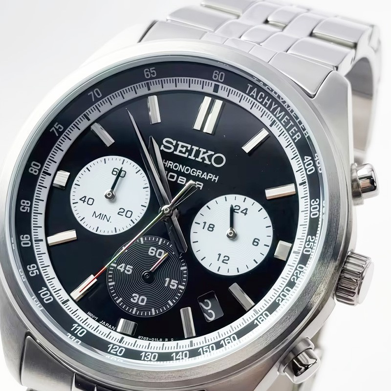 Seiko SSB429 Essentials Chronograph Quartz Men's Watch Black Dial
