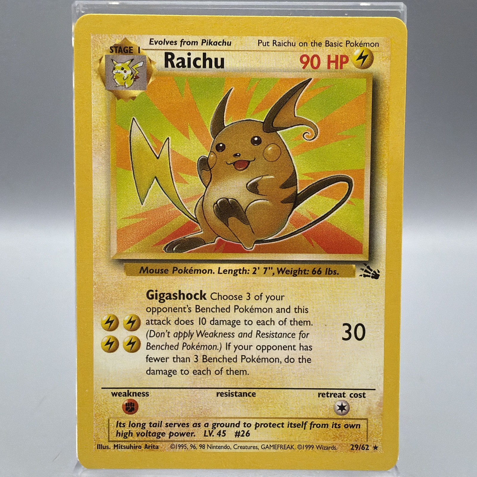 Pokémon TCG Raichu 29/62 Fossil Unlimited Non-Holo Card 1999 NM Condition
