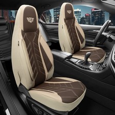 2x Leder Sitzbezüge passend für Kia Sportage 4 QL (Beige-Braun) Pilot APOL510