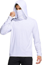 Men'S Long Sleeve Workout Shirts Hoodie with Mask, UPF 50+ Lightweight Dry Fit S