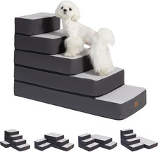 5-Step Adjustable Dog Stairs for High Beds, Dog Steps for Small Dogs and Cats, F