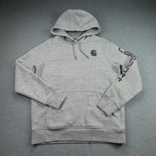 Carhartt Hoodie Women M Gray Relaxed Pullover Logo Sweatshirt