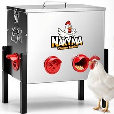 Automatic Chicken Feeder - 50 LBS 6 Ports Large Capacity Metal Poultry Feeder