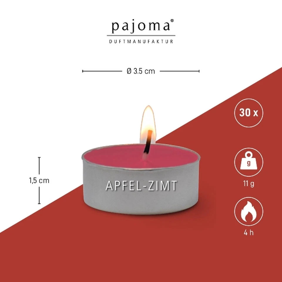 30er Pack Duft Teelichter APFEL ZIMT orange D. 3,5cm Pajoma - Bild 3 von 4