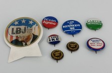 Vintage Political Campaign Button Lot – Carter Kennedy Nixon IKE Landon Knox LBJ