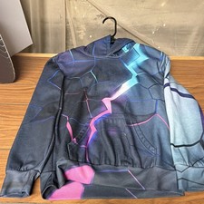 Boys XL Pullover Hoodie Geometric Print Hooded Pockets Poly/Spandex