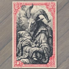 POSTCARD Krampus Holding Santa Horned Goat Demon Gothic Christmas Dark Holiday