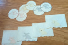 six wine stem glass coasters and four cocktail napkins with applique elephants — photo 1