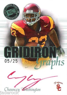 Chauncey Washington 2008 Press Pass Rookie Red Auto graph Gridiron Graphs #5/25