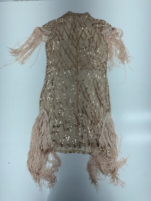 rose gold tassel dress Halter Rose Gold Sequined Bodycon Party Dress with Tassel FancyVestido