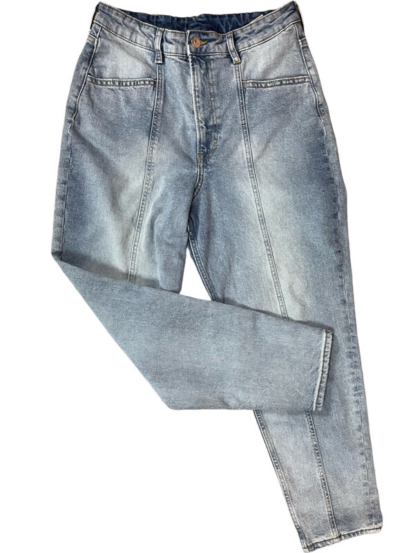 H &M DIVIDED WOMEN’S HIGH RISE ACID WASH MOM JEANS TAPERED LEGS SIZE 10 W28  L26