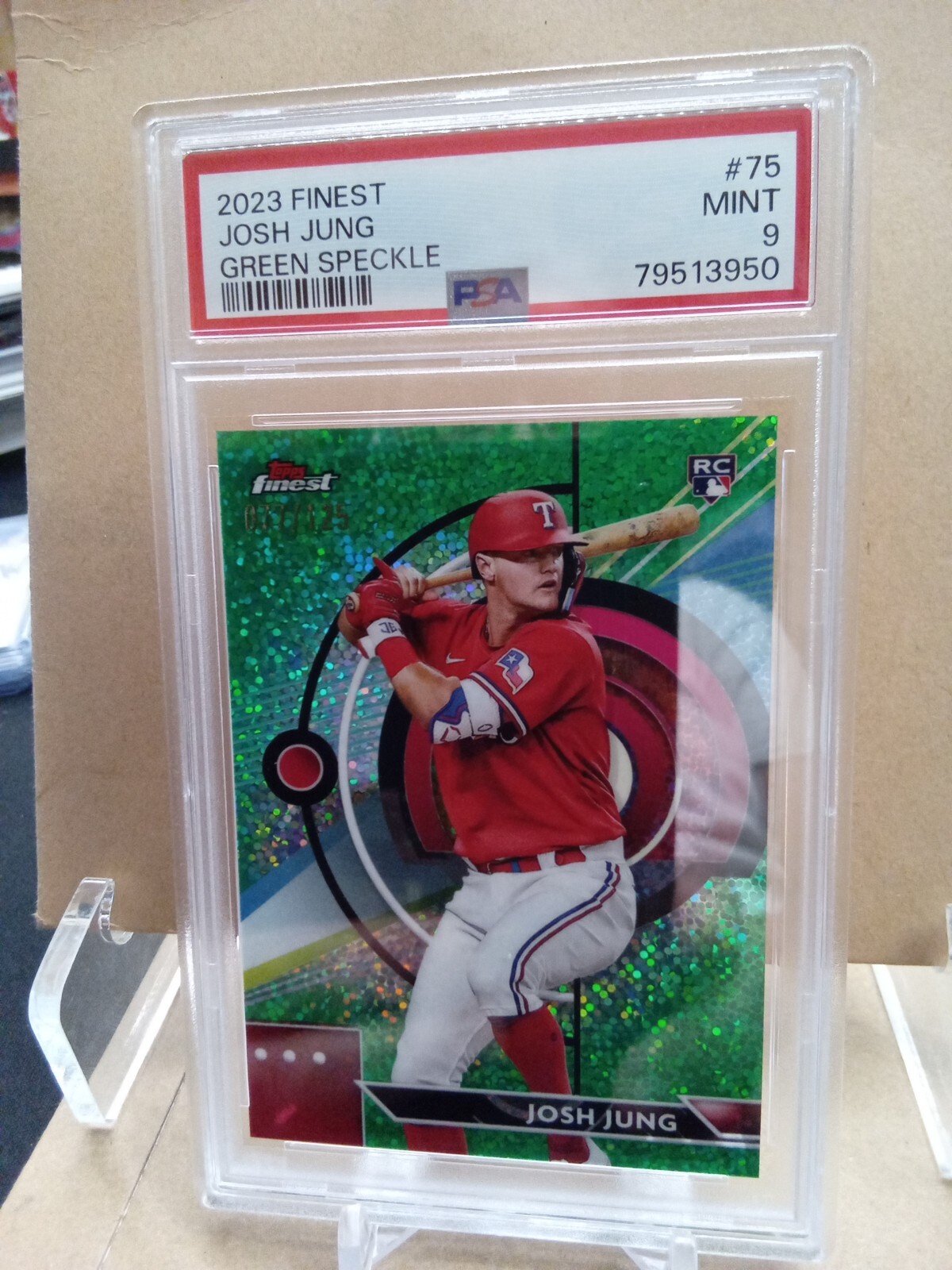 2023 Topps Finest JOSH JUNG #75 Green Speckle Refractor RC /125 Rangers Parallel