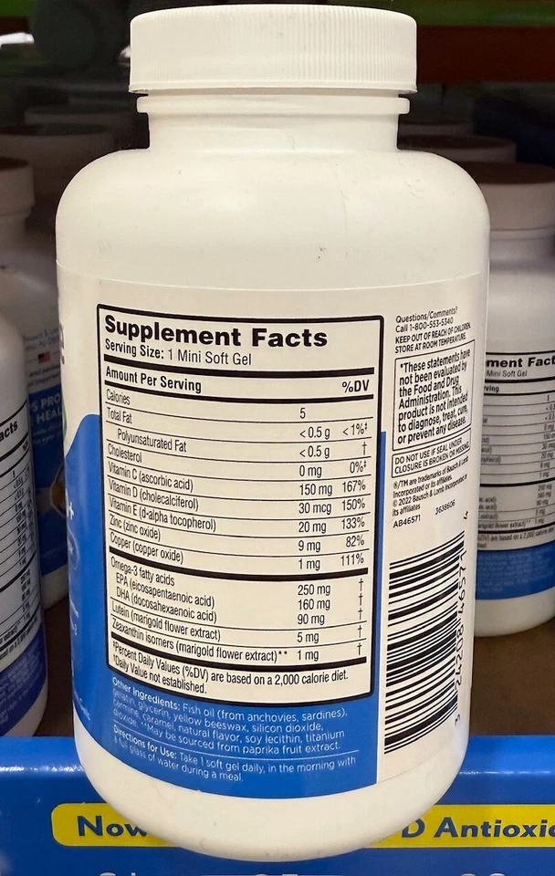 Suplemento vitamínico e mineral para os olhos Bausch + Lomb Ocuvite adulto 50+ 150 cápsulas gelatinosas - Imagem 2 de 2