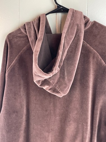 Nana Fashion Retro Velour Hoodie Women's 2XL Brown Velour Raglan Sleeve Full Zip - Picture 15 of 21