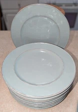 OVER AND BACK Lake Como Pale Blue 4 Luncheon Plates 9"