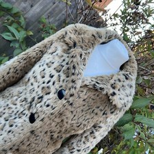 Giacca cappotto pelliccia sintetica stampa leopardo animale vintage New Look Y2K Ocelot UK 10