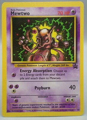 ポケモンカードゲーム 2000 POKEMON PROMO MEWYWO BLACK STAR Pokemon Card Mewtwo 14 Promo Black Star Non Holo 1999-2000 Wizards
