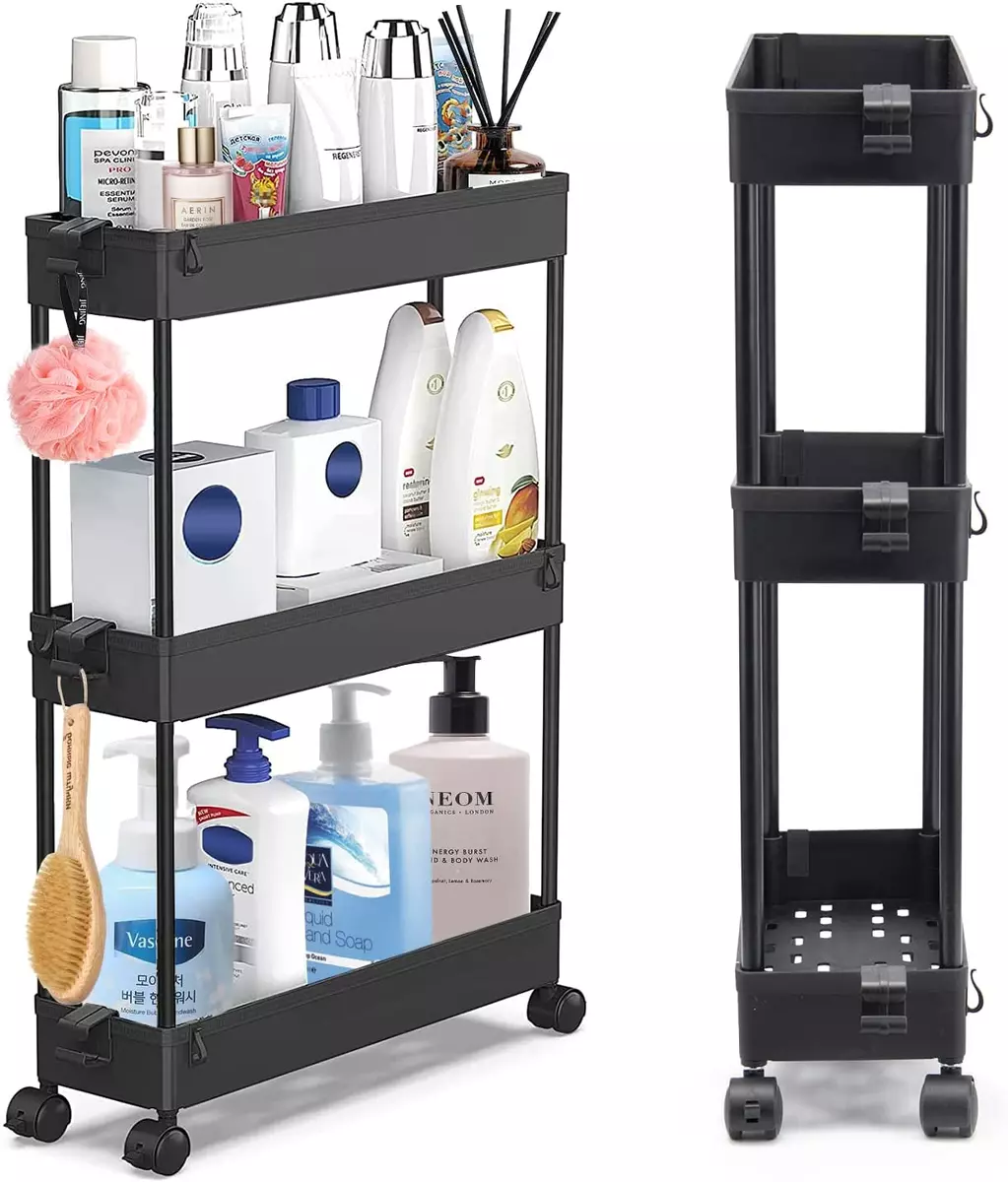 Slim rolling bathroom storage on sale carts