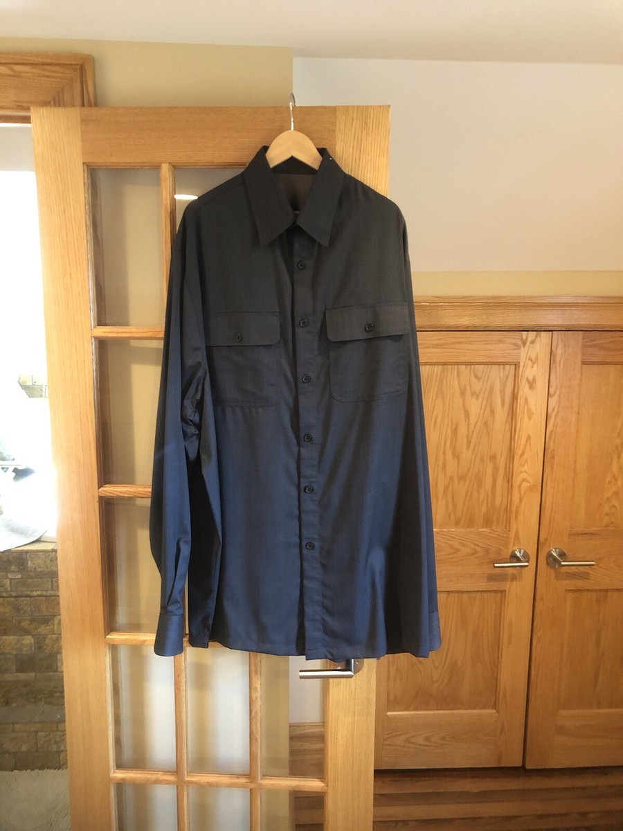 Men's Custom Tailored Cotton Solid Black Button Up Dress Shirt Size 3XLT Men's Custom Tailored Cotton Solid Black Button Up Dress Shirt Size 3XLT
