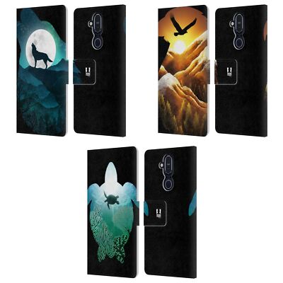 HEAD CASE DESIGNS ANIMAL DOUBLE EXPOSURE LEATHER BOOK CASE FOR NOKIA PHONES
