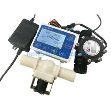 Flow Water Sensor Meter Solenoid valve Digital LCD Display control G1" ZJ-LCD-M