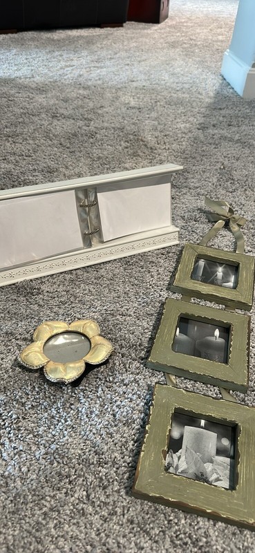 Lot Of 3 Frames - Green Goose Grain + Flower + White Tabletop Double Display