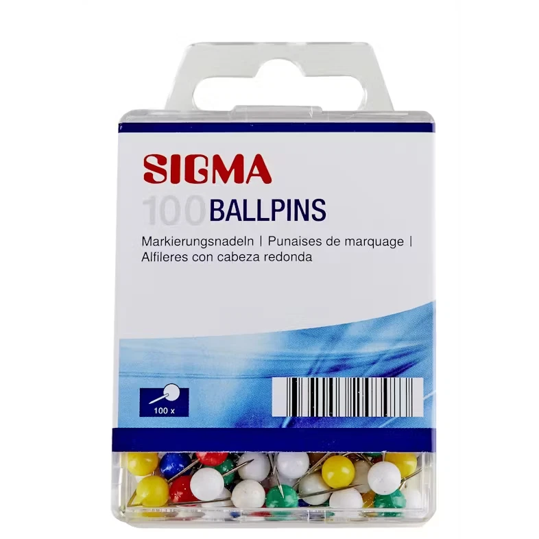 SIGMA 100 Pinnwandnadeln 17mm x 5mm Landkartennadeln Markierungsnadeln farbig sortiert