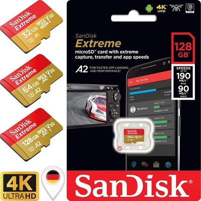 SanDisk Extreme micro SD Speicherkarte 32GB 64GB 128GB 256GB 512GB 4K A2 V30 A2
