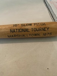 1975 16" Slow Pitch National Tourney Marshalltown IA Louisville Slugger Mini Bat