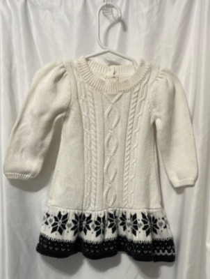 gymboree girls fair isles Sweater dress Ivory Cable knit DropWaist ...